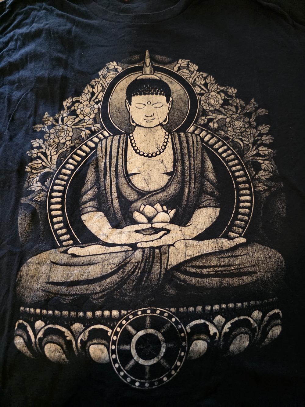 Buddha Graphic Tee in Black with Gold Print